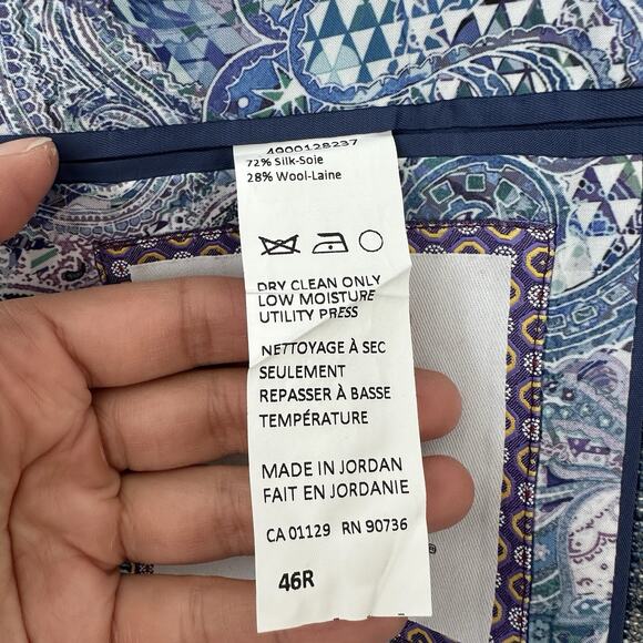 Robert Graham Sport Coat Mens 46R Wool Silk Plaid Slim Fit Blazer Jacket Preppy - Picture 12 of 16